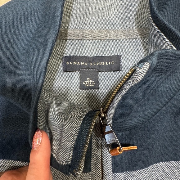 Banana Republic Blue and Gray Zip Up Sweater - Picture 4 of 5